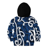 Aotearoa Maori Kowhaiwhai Kid Hoodie Kikorangi Puhoro and Patiki