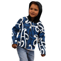 Aotearoa Maori Kowhaiwhai Kid Hoodie Kikorangi Puhoro and Patiki