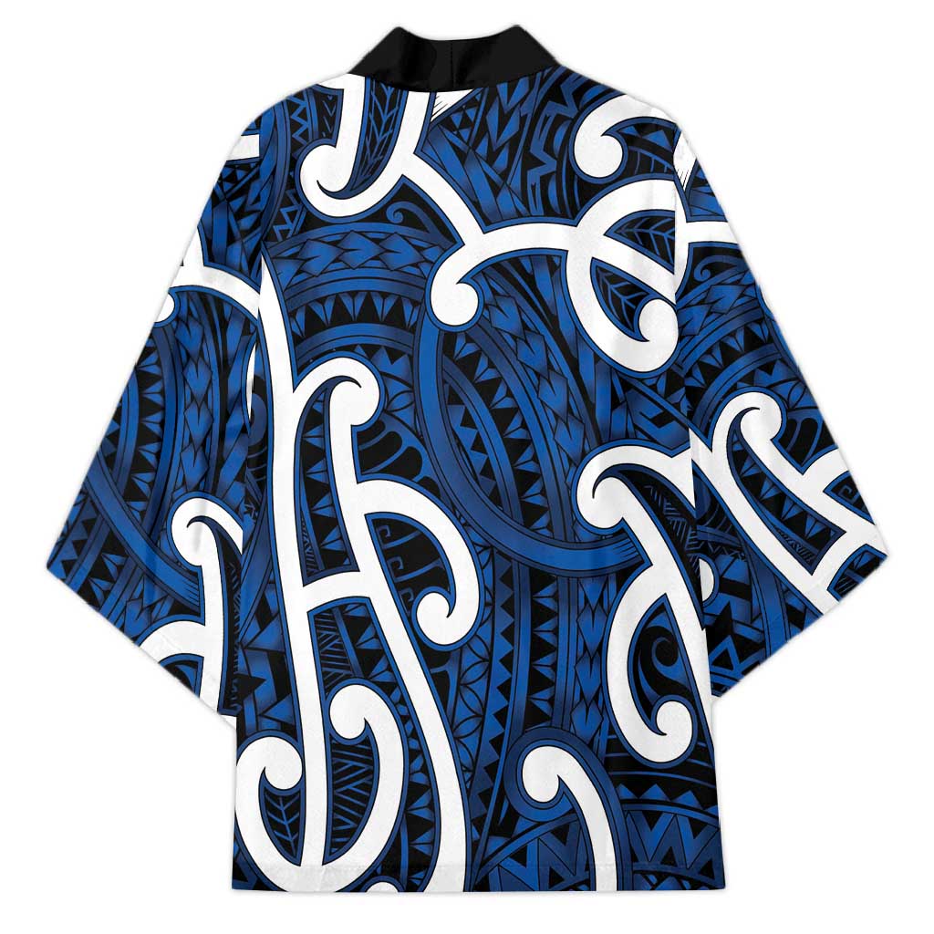 Aotearoa Maori Kowhaiwhai Kimono Kikorangi Puhoro and Patiki