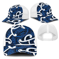 Aotearoa Maori Kowhaiwhai Mesh Trucker Cap Kikorangi Puhoro and Patiki