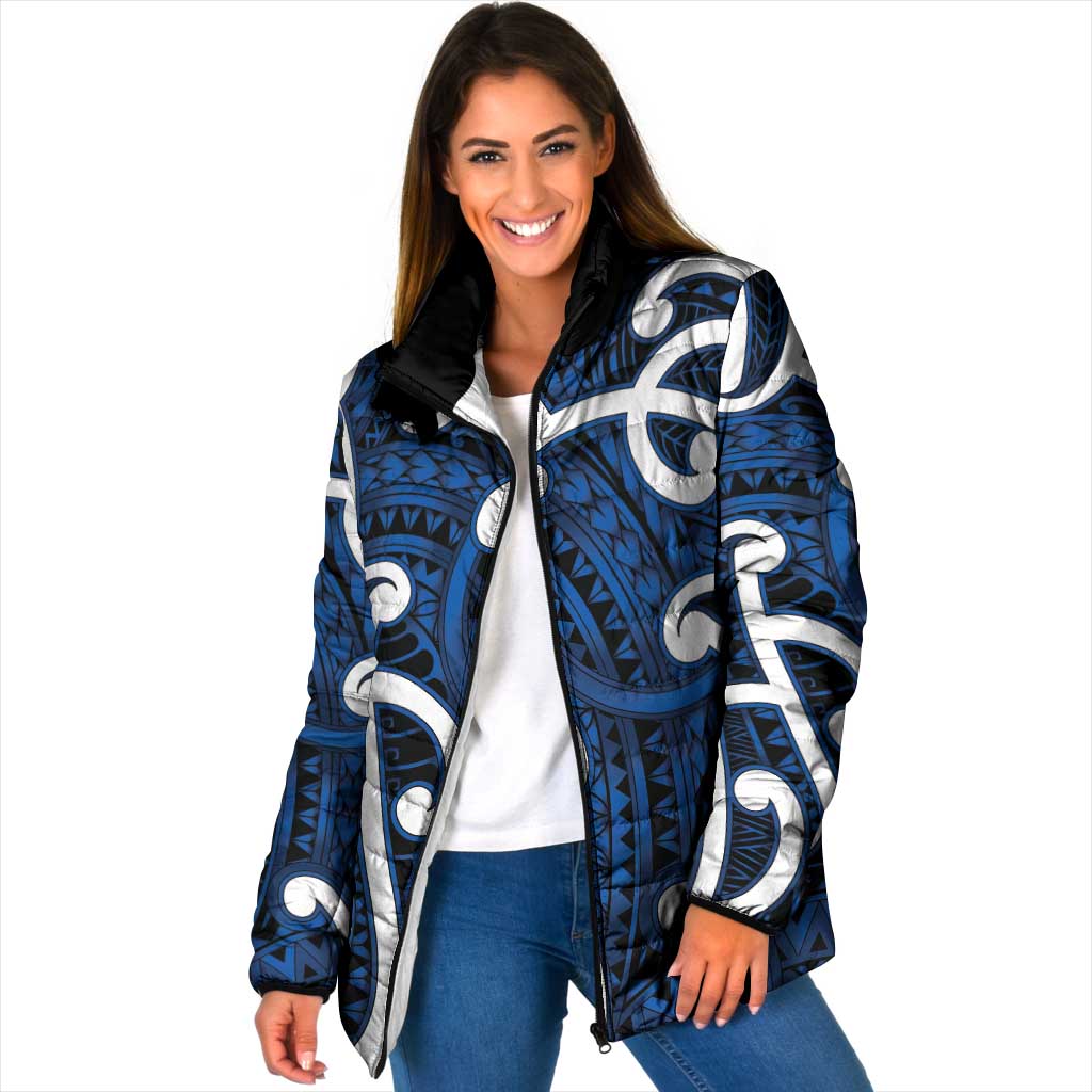 Aotearoa Maori Kowhaiwhai Padded Jacket Kikorangi Puhoro and Patiki