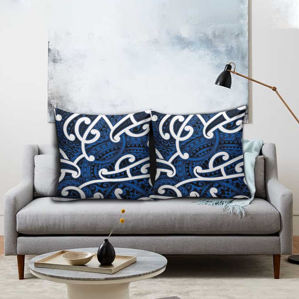 Aotearoa Maori Kowhaiwhai Pillow Cover Kikorangi Puhoro and Patiki