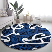 Aotearoa Maori Kowhaiwhai Round Carpet Kikorangi Puhoro and Patiki