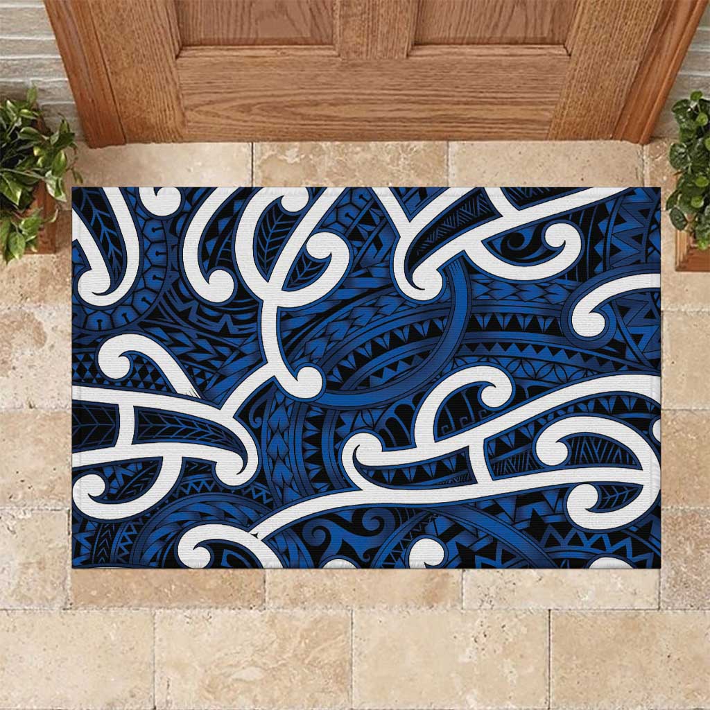 Aotearoa Maori Kowhaiwhai Rubber Doormat Kikorangi Puhoro and Patiki