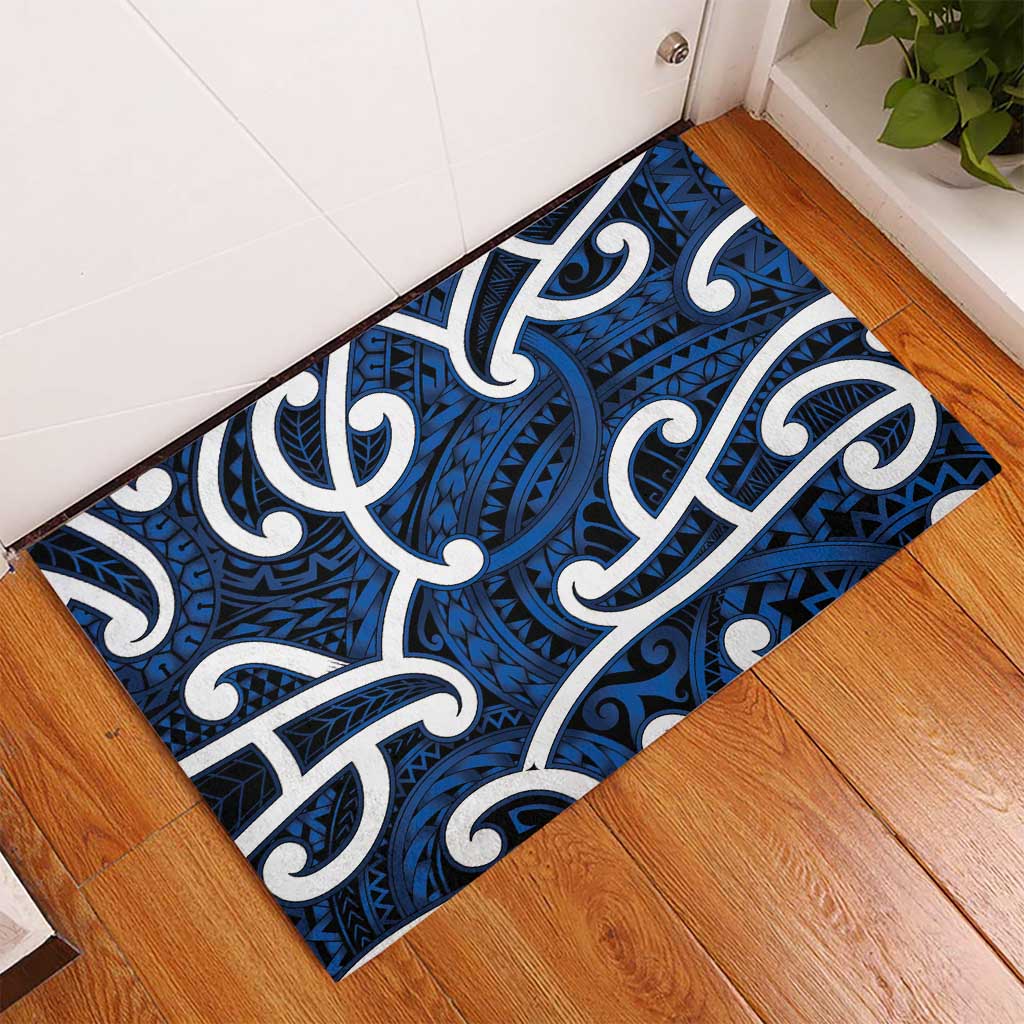Aotearoa Maori Kowhaiwhai Rubber Doormat Kikorangi Puhoro and Patiki
