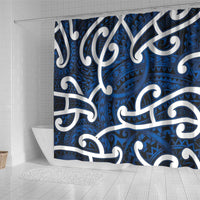Aotearoa Maori Kowhaiwhai Shower Curtain Kikorangi Puhoro and Patiki