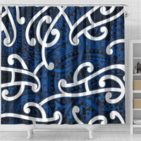 Aotearoa Maori Kowhaiwhai Shower Curtain Kikorangi Puhoro and Patiki