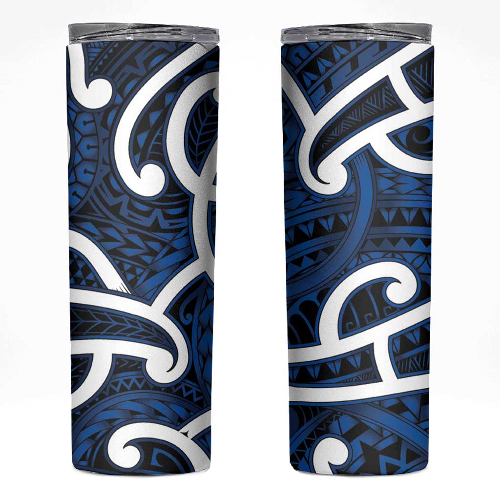 Aotearoa Maori Kowhaiwhai Skinny Tumbler Kikorangi Puhoro and Patiki LT9 Blue - Polynesian Pride