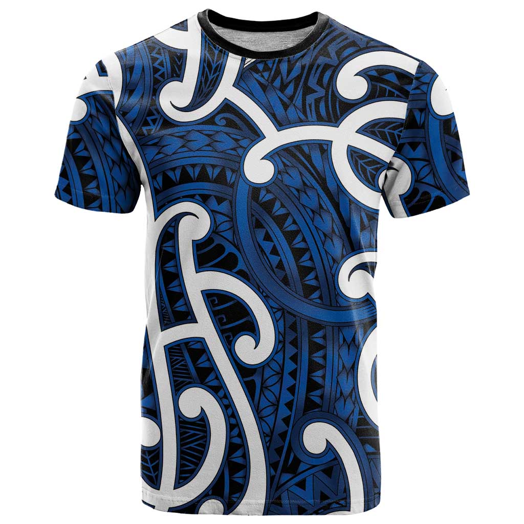 Aotearoa Maori Kowhaiwhai T Shirt Kikorangi Puhoro and Patiki