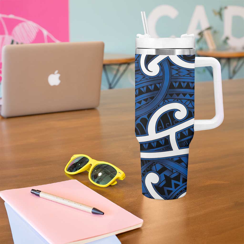 Aotearoa Maori Kowhaiwhai Tumbler With Handle Kikorangi Puhoro and Patiki