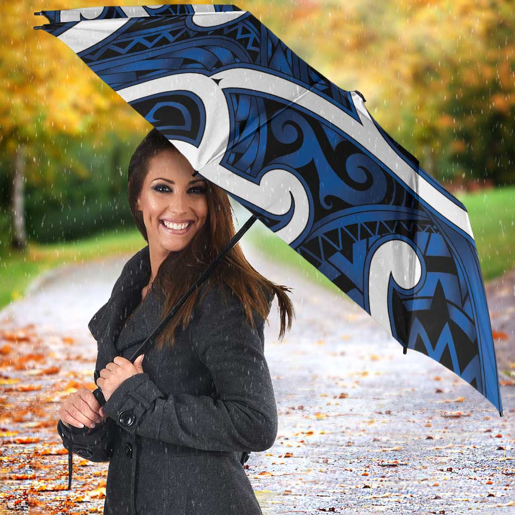 Aotearoa Maori Kowhaiwhai Umbrella Kikorangi Puhoro and Patiki