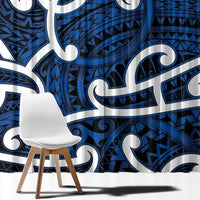 Aotearoa Maori Kowhaiwhai Window Curtain Kikorangi Puhoro and Patiki