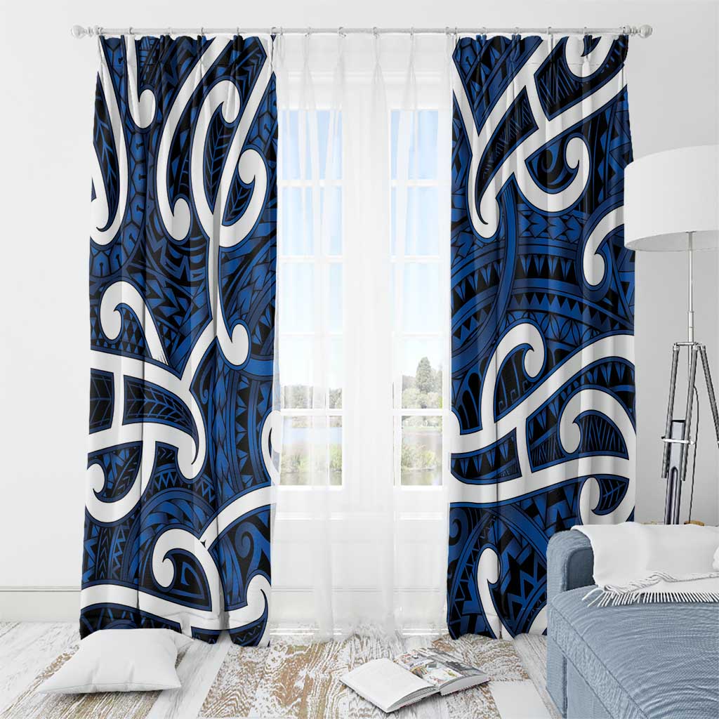 Aotearoa Maori Kowhaiwhai Window Curtain Kikorangi Puhoro and Patiki