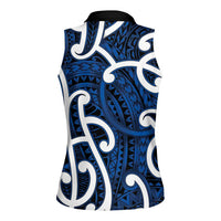 Aotearoa Maori Kowhaiwhai Women Sleeveless Polo Shirt Kikorangi Puhoro and Patiki LT9 - Polynesian Pride
