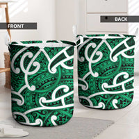 Aotearoa Maori Kowhaiwhai Laundry Basket Kakariki Puhoro and Patiki
