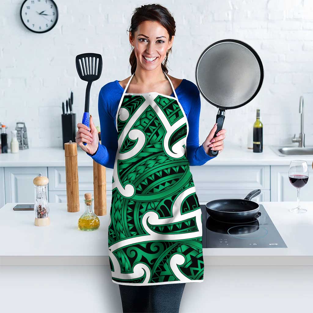 Aotearoa Maori Kowhaiwhai Apron Kakariki Puhoro and Patiki
