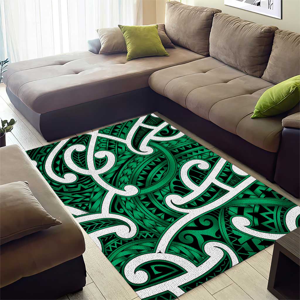 Aotearoa Maori Kowhaiwhai Area Rug Kakariki Puhoro and Patiki