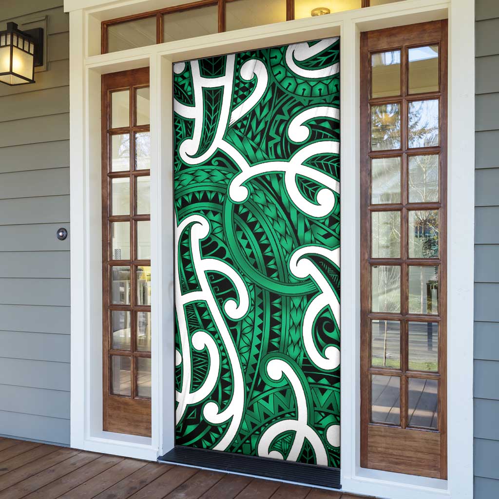 Aotearoa Maori Kowhaiwhai Door Cover Kakariki Puhoro and Patiki