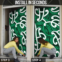 Aotearoa Maori Kowhaiwhai Door Cover Kakariki Puhoro and Patiki