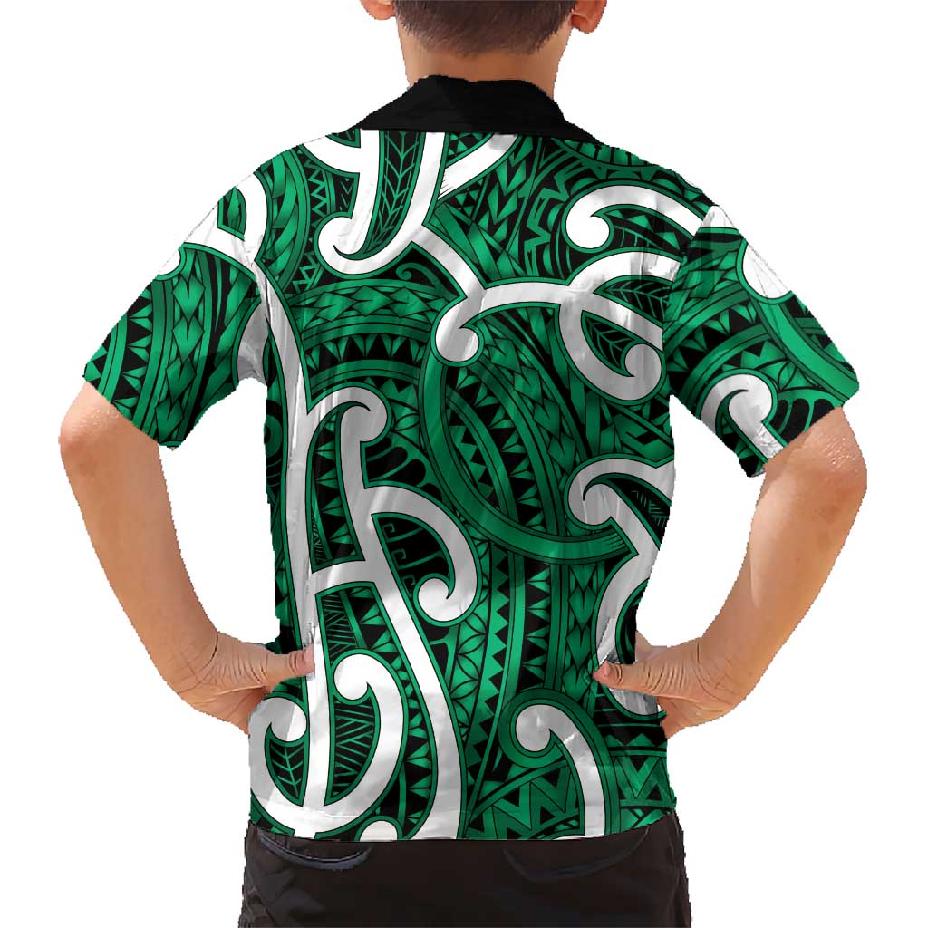 Aotearoa Maori Kowhaiwhai Family Matching Mermaid Dress and Hawaiian Shirt Kakariki Puhoro and Patiki LT9 - Polynesian Pride