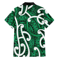 Aotearoa Maori Kowhaiwhai Family Matching Off Shoulder Short Dress and Hawaiian Shirt Kakariki Puhoro and Patiki LT9 - Polynesian Pride