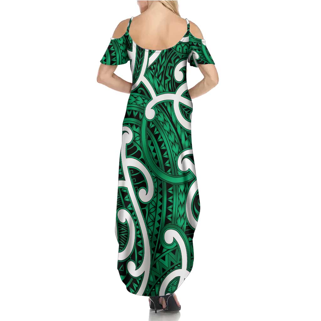 Aotearoa Maori Kowhaiwhai Family Matching Summer Maxi Dress and Hawaiian Shirt Kakariki Puhoro and Patiki LT9 - Polynesian Pride