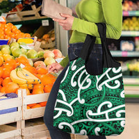 Aotearoa Maori Kowhaiwhai Grocery Bag Kakariki Puhoro and Patiki