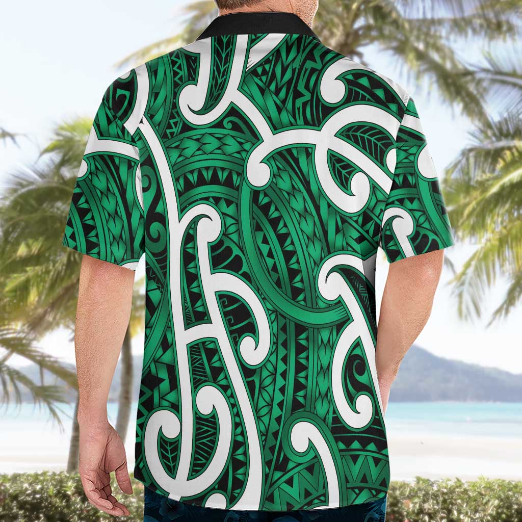 Aotearoa Maori Kowhaiwhai Hawaiian Shirt Kakariki Puhoro and Patiki