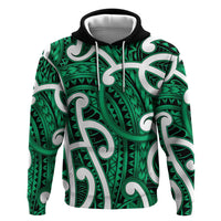 Aotearoa Maori Kowhaiwhai Hoodie Kakariki Puhoro and Patiki