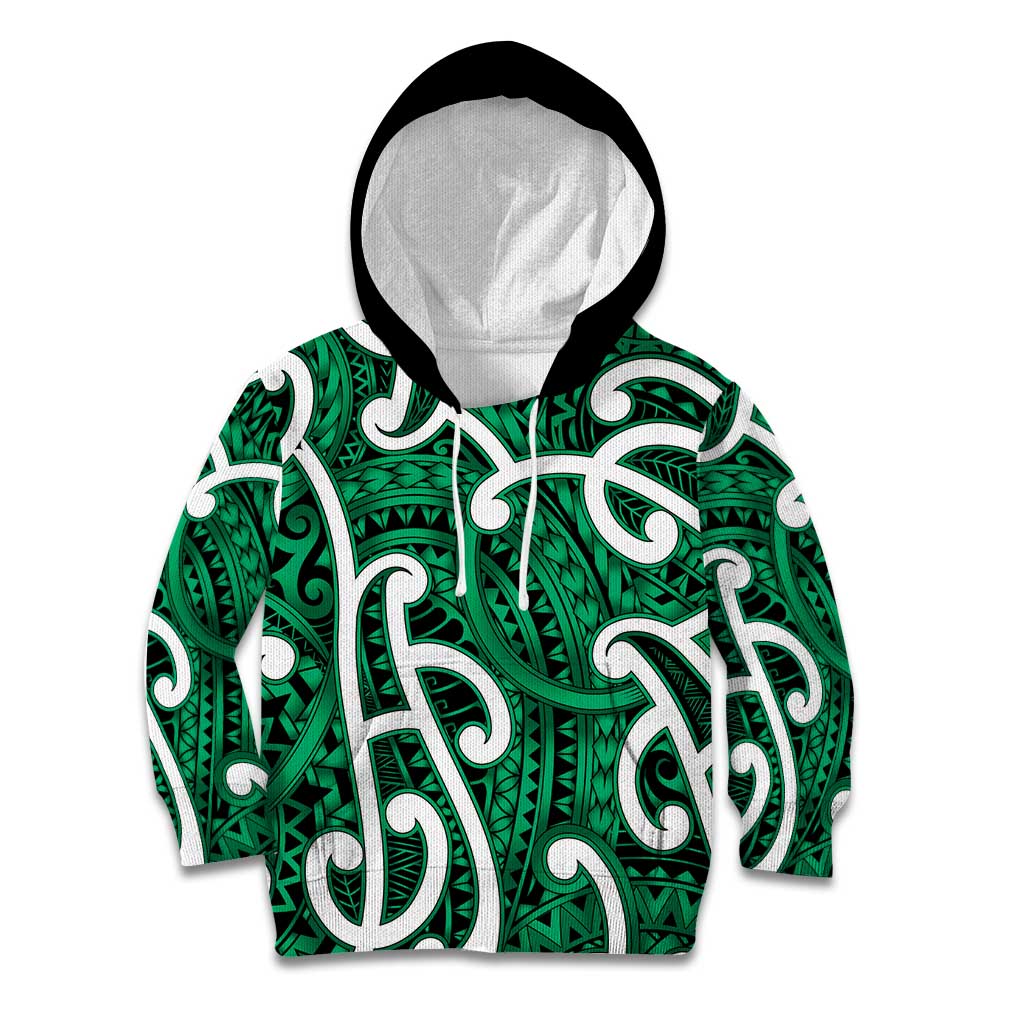 Aotearoa Maori Kowhaiwhai Kid Hoodie Kakariki Puhoro and Patiki