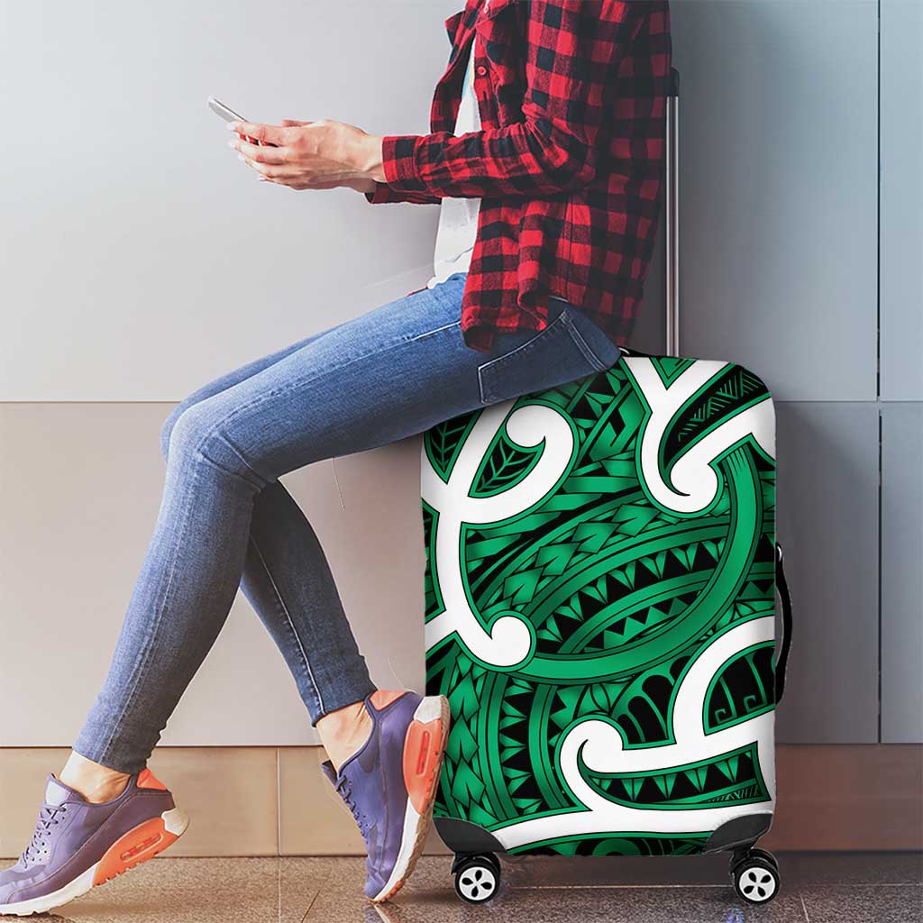 Aotearoa Maori Kowhaiwhai Luggage Cover Kakariki Puhoro and Patiki