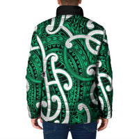 Aotearoa Maori Kowhaiwhai Padded Jacket Kakariki Puhoro and Patiki