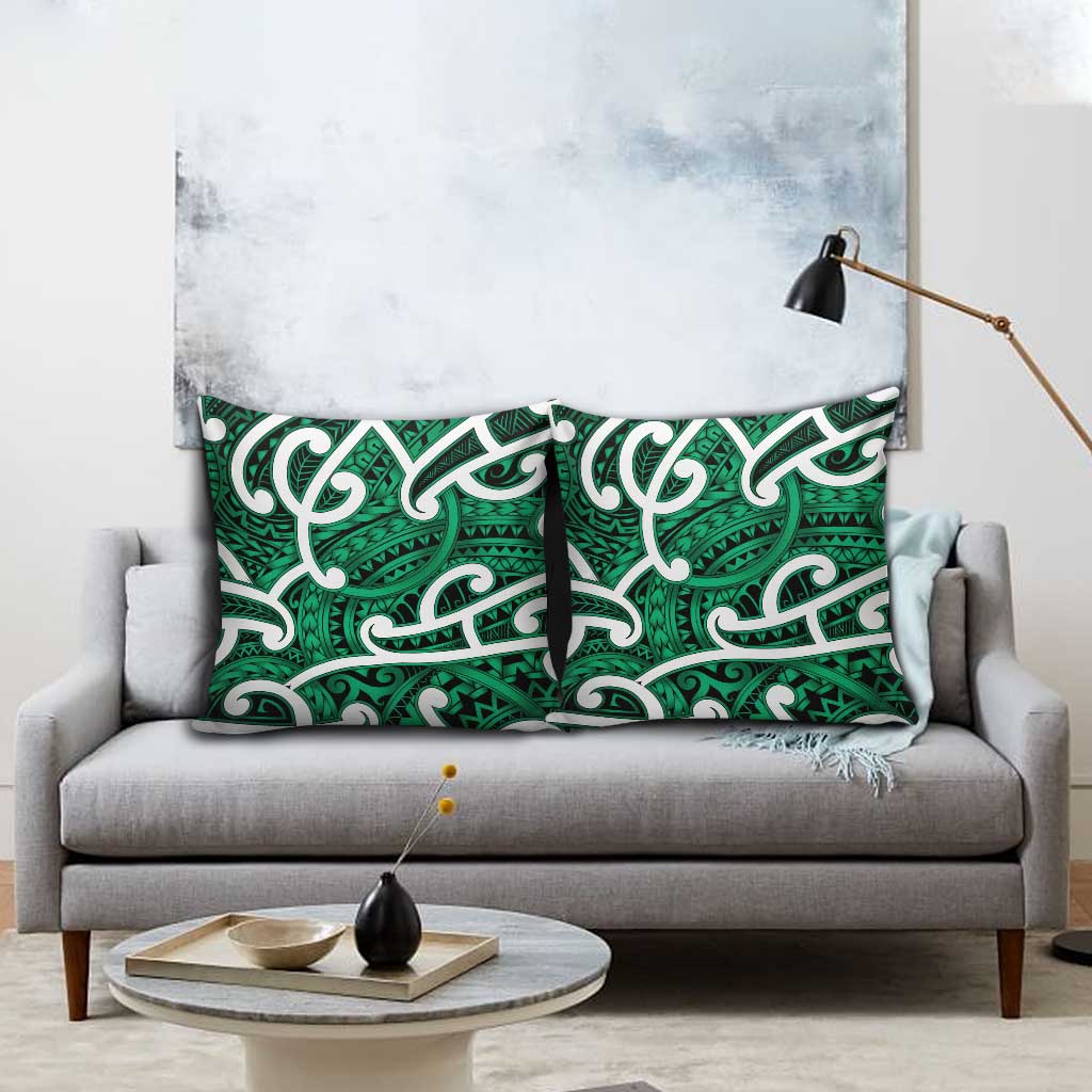 Aotearoa Maori Kowhaiwhai Pillow Cover Kakariki Puhoro and Patiki