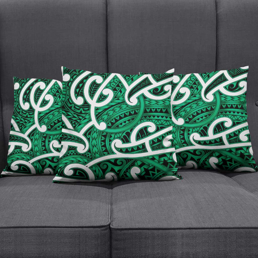 Aotearoa Maori Kowhaiwhai Pillow Cover Kakariki Puhoro and Patiki