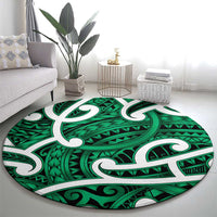 Aotearoa Maori Kowhaiwhai Round Carpet Kakariki Puhoro and Patiki