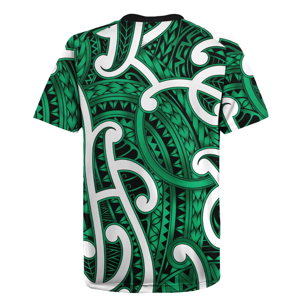 Aotearoa Maori Kowhaiwhai Rugby Jersey Kakariki Puhoro and Patiki