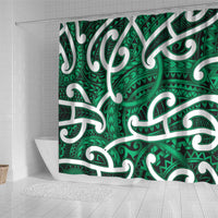 Aotearoa Maori Kowhaiwhai Shower Curtain Kakariki Puhoro and Patiki