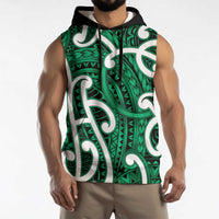Aotearoa Maori Kowhaiwhai Sleeveless Hoodie Kakariki Puhoro and Patiki