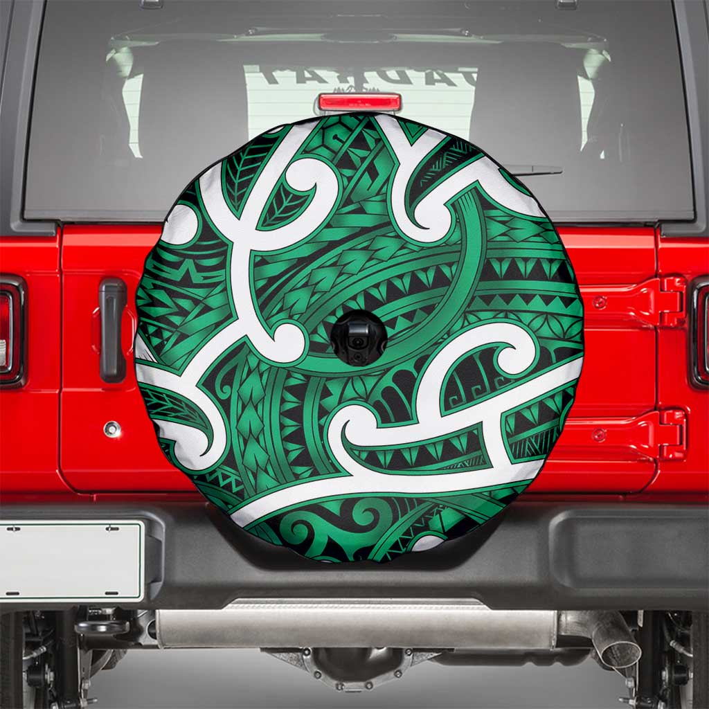 Aotearoa Maori Kowhaiwhai Spare Tire Cover Kakariki Puhoro and Patiki