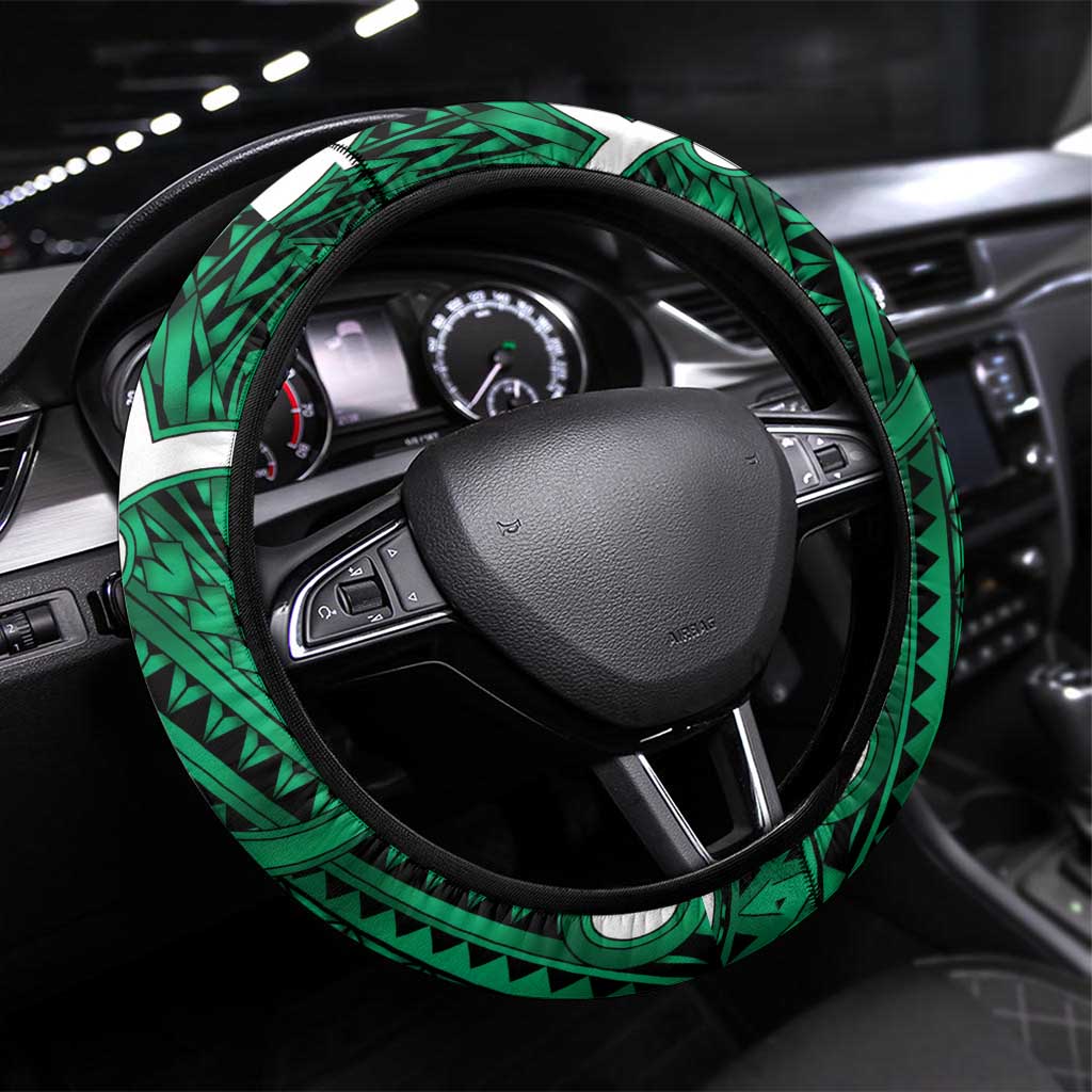 Aotearoa Maori Kowhaiwhai Steering Wheel Cover Kakariki Puhoro and Patiki