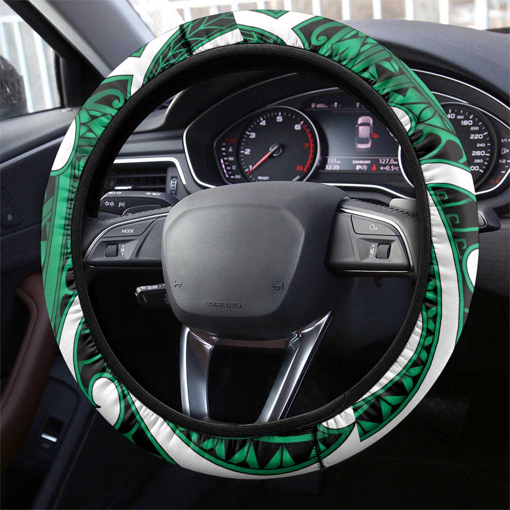 Aotearoa Maori Kowhaiwhai Steering Wheel Cover Kakariki Puhoro and Patiki