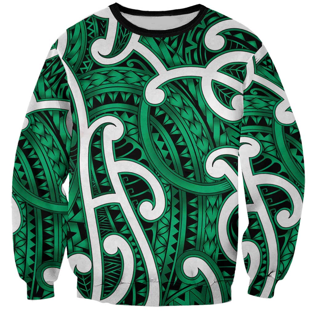 Aotearoa Maori Kowhaiwhai Sweatshirt Kakariki Puhoro and Patiki