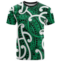 Aotearoa Maori Kowhaiwhai T Shirt Kakariki Puhoro and Patiki