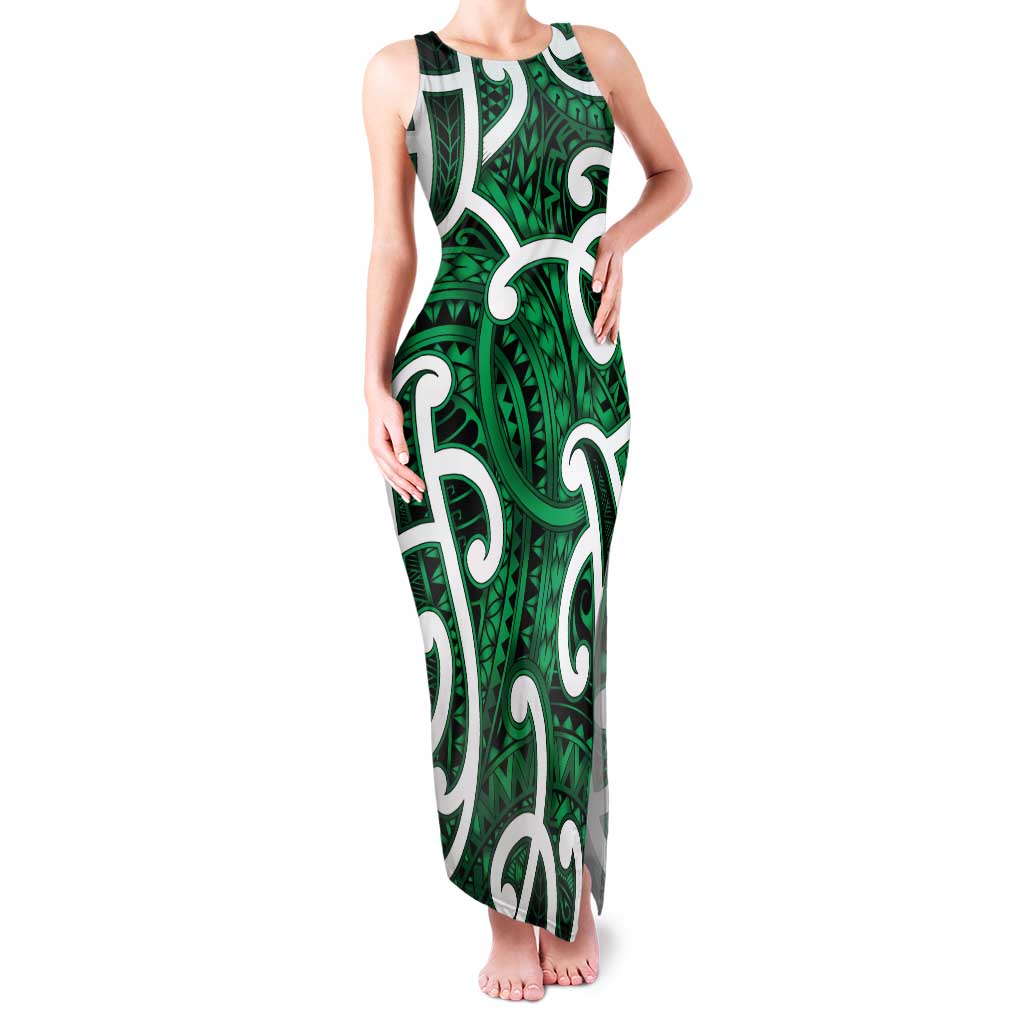 Aotearoa Maori Kowhaiwhai Tank Maxi Dress Kakariki Puhoro and Patiki