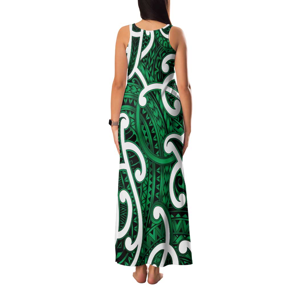 Aotearoa Maori Kowhaiwhai Tank Maxi Dress Kakariki Puhoro and Patiki