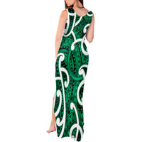Aotearoa Maori Kowhaiwhai Tank Maxi Dress Kakariki Puhoro and Patiki