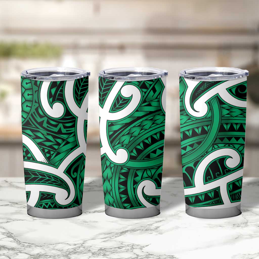 Aotearoa Maori Kowhaiwhai Tumbler Cup Kakariki Puhoro and Patiki
