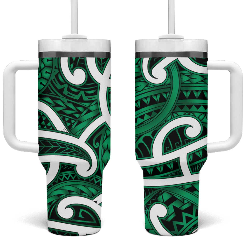Aotearoa Maori Kowhaiwhai Tumbler With Handle Kakariki Puhoro and Patiki