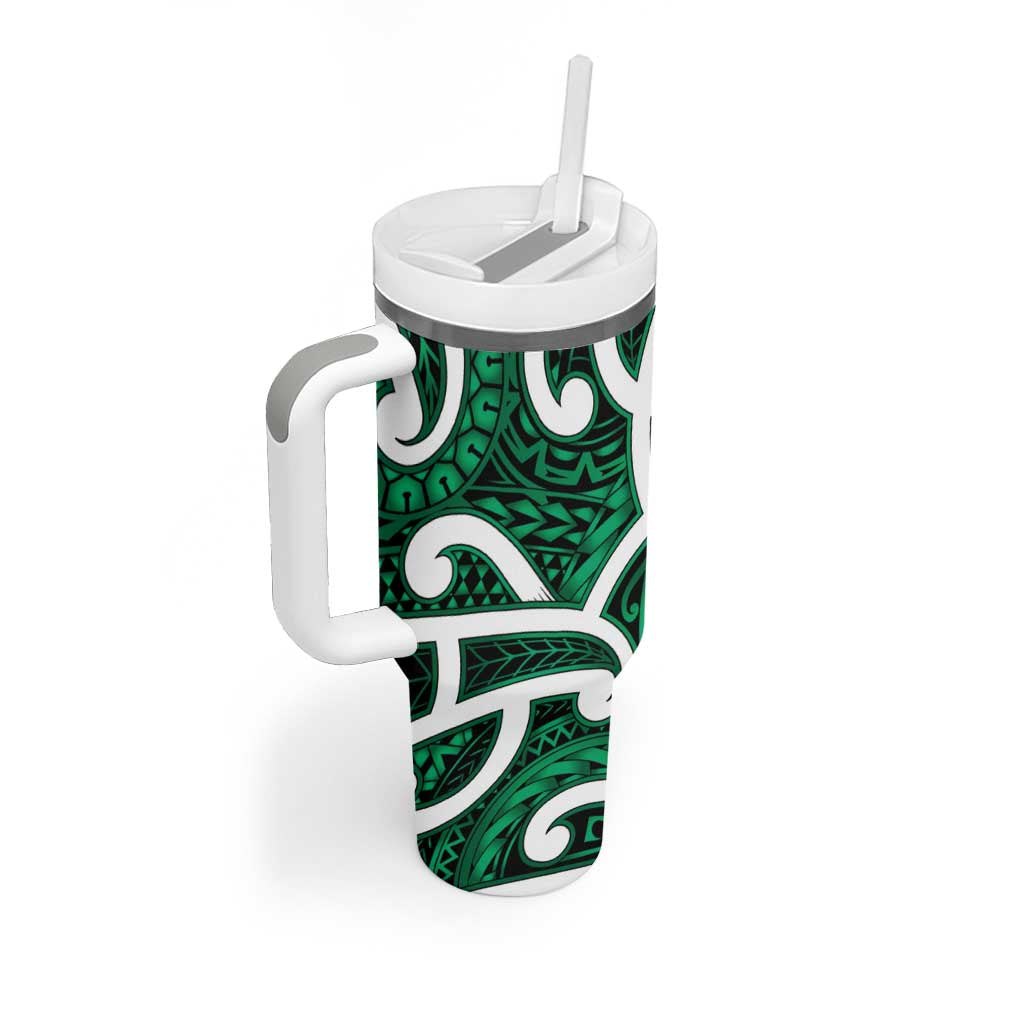 Aotearoa Maori Kowhaiwhai Tumbler With Handle Kakariki Puhoro and Patiki