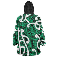 Aotearoa Maori Kowhaiwhai Wearable Blanket Hoodie Kakariki Puhoro and Patiki